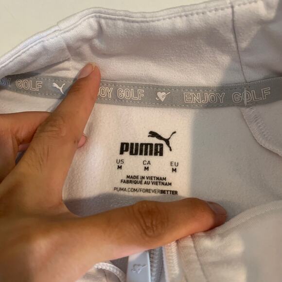 Puma Jacket Womens M Medium White Fleece Lined Full Zip Mock Wind Warm Up Golf - Picture 9 of 13